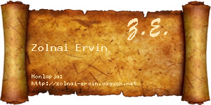 Zolnai Ervin névjegykártya